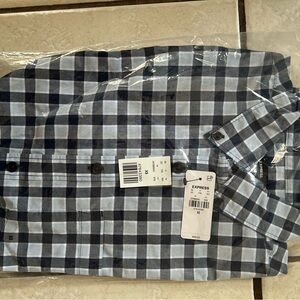 Express Blue and White Checkered Men's Shirt